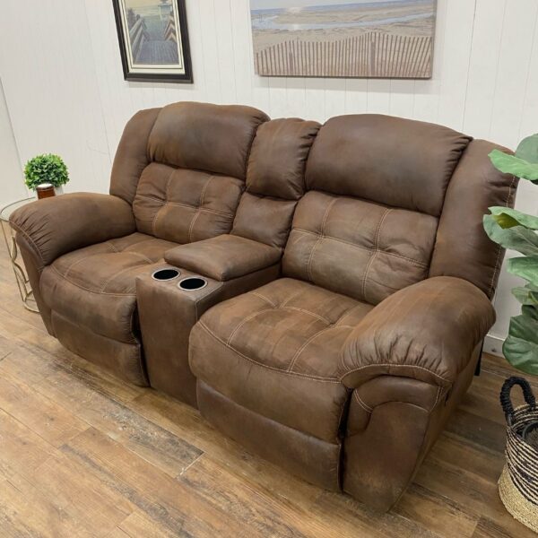 Brown Upholstery Manual Reclining Sofa - Image 9