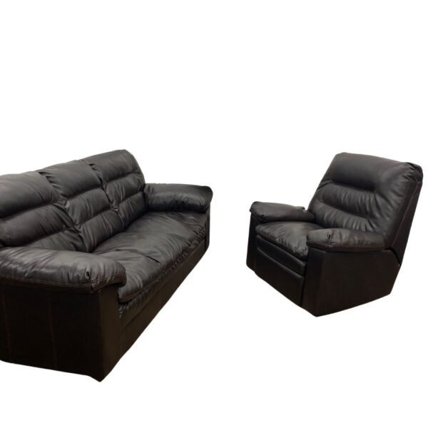 Brown Faux Leather Couch Set