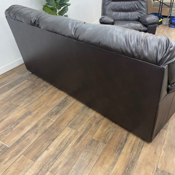 Brown Faux Leather Couch Set - Image 9