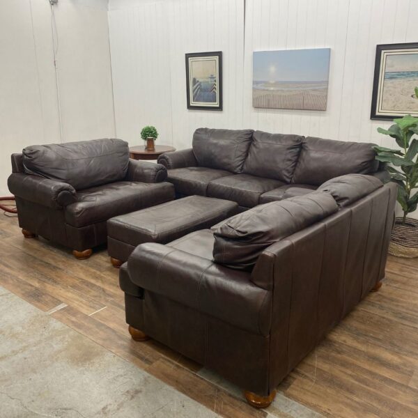 Brown Faux Leather Ashley Furniture Couch Set - Image 2