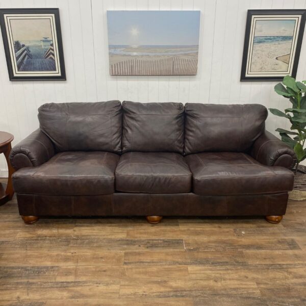 Brown Faux Leather Ashley Furniture Couch Set - Image 5