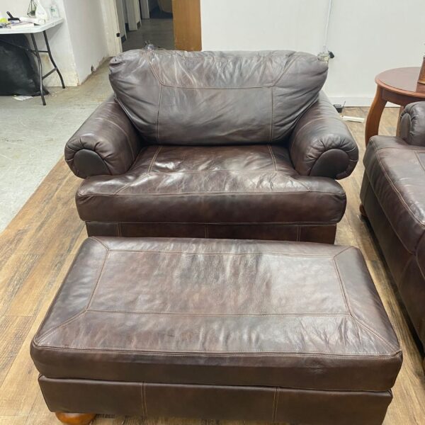 Brown Faux Leather Ashley Furniture Couch Set - Image 4
