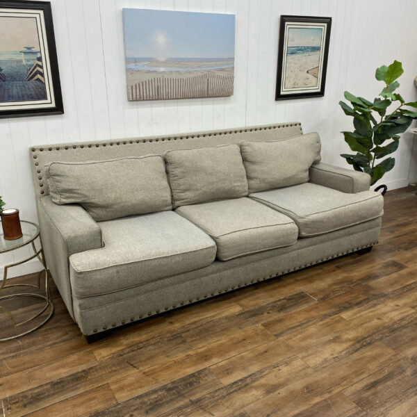 Fusion Furniture Nailhead Gray Sofa - Image 5