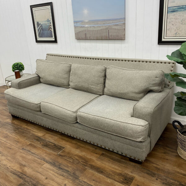 Fusion Furniture Nailhead Gray Sofa - Image 4