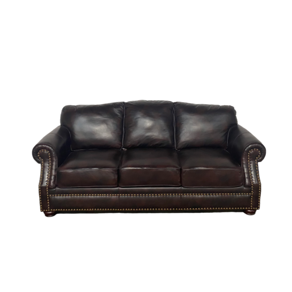 Dark Brown Leather 3-Seater Couch