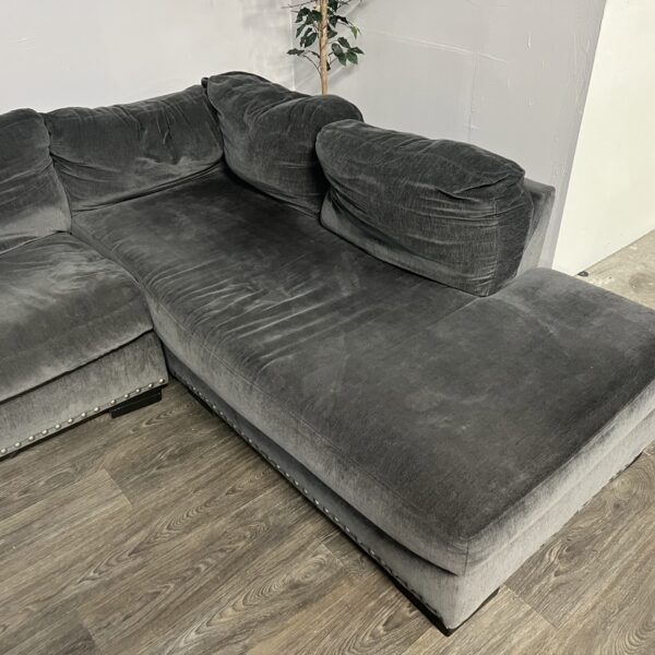 Gray L-Shaped Nailhead Sectional - Image 5