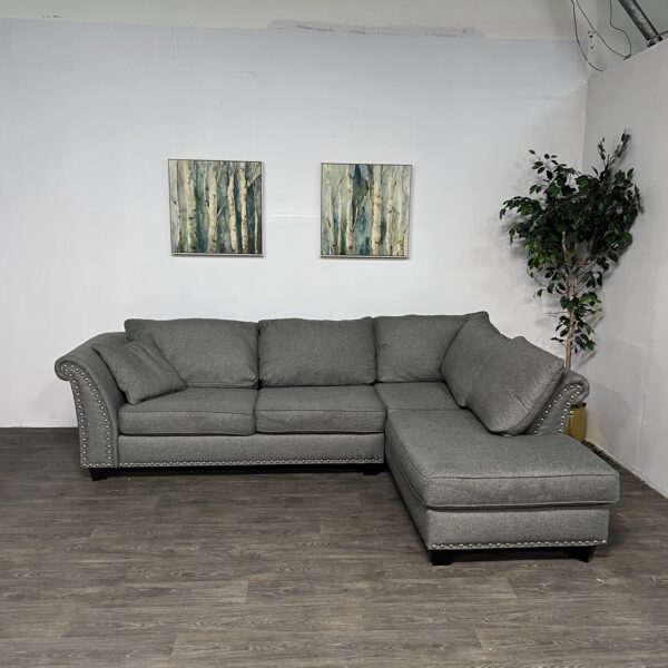 Gray Nailhead 2 Piece Sectional - Image 2