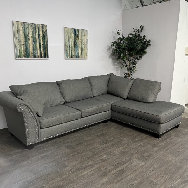 Gray Nailhead 2 Piece Sectional - Image 4