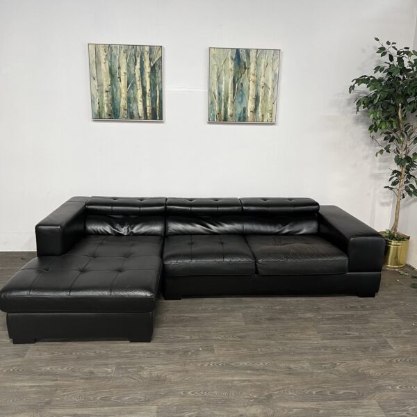 Black Faux Leather 2 Piece Sectional