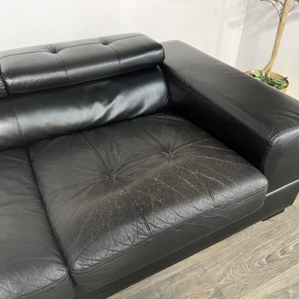 Black Faux Leather 2 Piece Sectional - Image 2