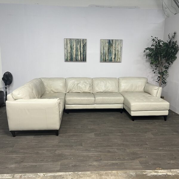 Cream Faux Leather 3 Piece Sectional