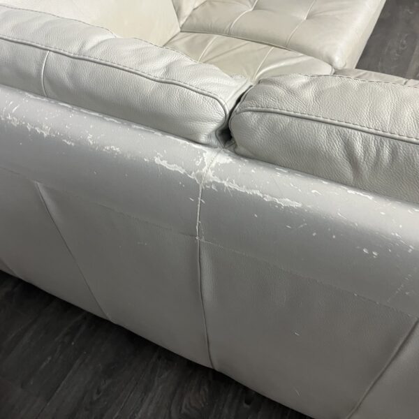 Cream Faux Leather 3 Piece Sectional - Image 4