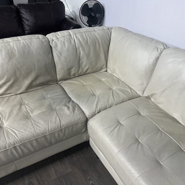 Cream Faux Leather 3 Piece Sectional - Image 8