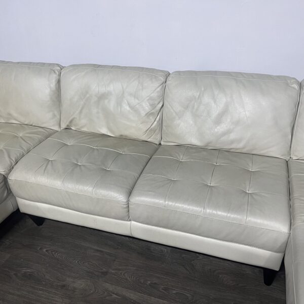 Cream Faux Leather 3 Piece Sectional - Image 9