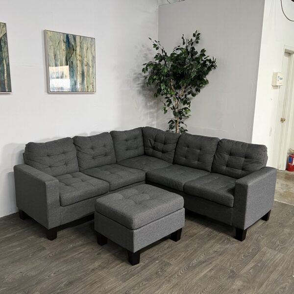 Gray 2 Piece Sectional + Ottoman