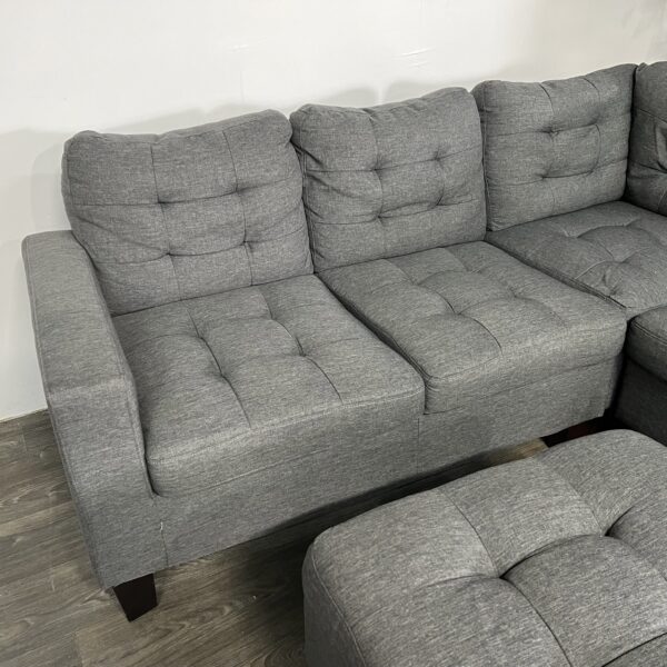 Gray 2 Piece Sectional + Ottoman - Image 2