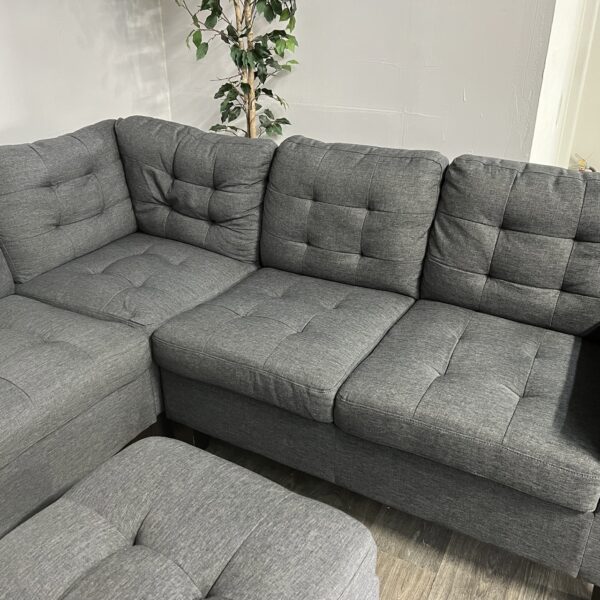 Gray 2 Piece Sectional + Ottoman - Image 3