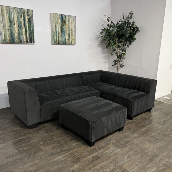 Gray L-Shaped Sectional + Ottoman - Image 2