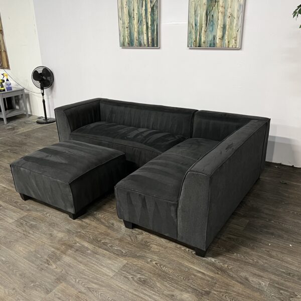 Gray L-Shaped Sectional + Ottoman - Image 3