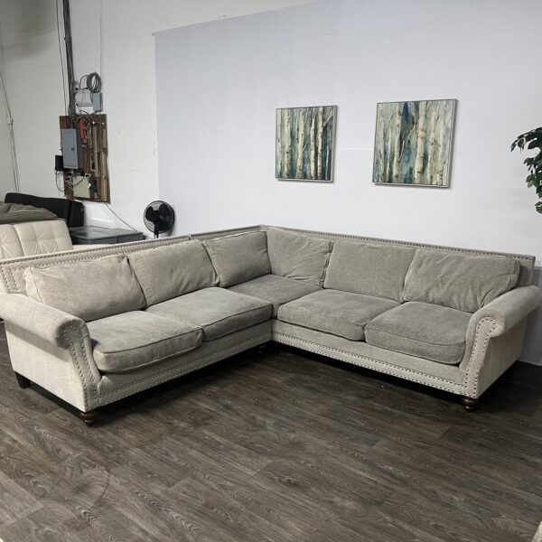 Gray Nailhead 2-Piece Sectional