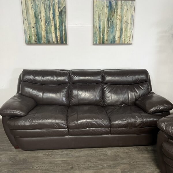 Leather 3-Seater Couch + Chair - Image 4