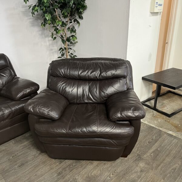 Leather 3-Seater Couch + Chair - Image 5