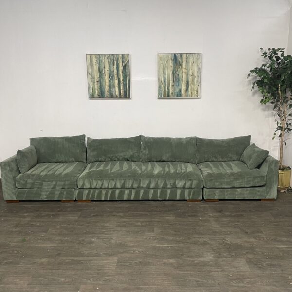 Green Corduroy Extra Long Sofa