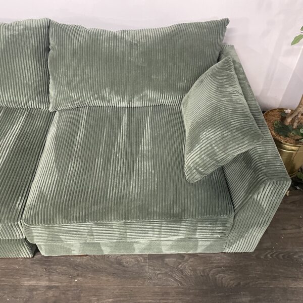 Green Corduroy Extra Long Sofa - Image 5