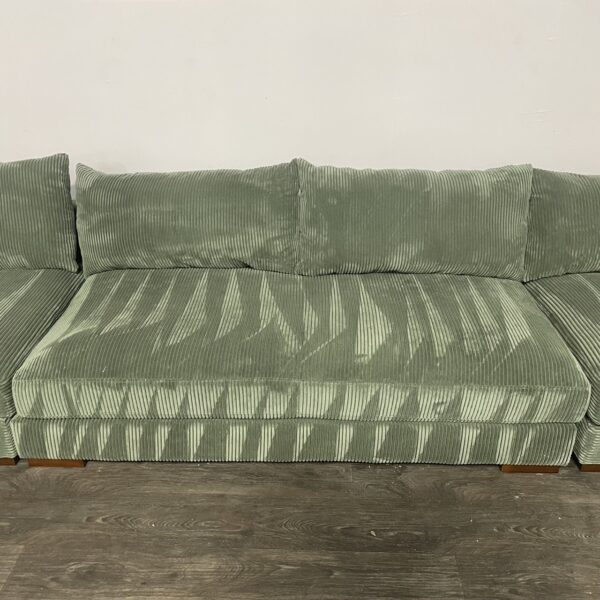 Green Corduroy Extra Long Sofa - Image 4