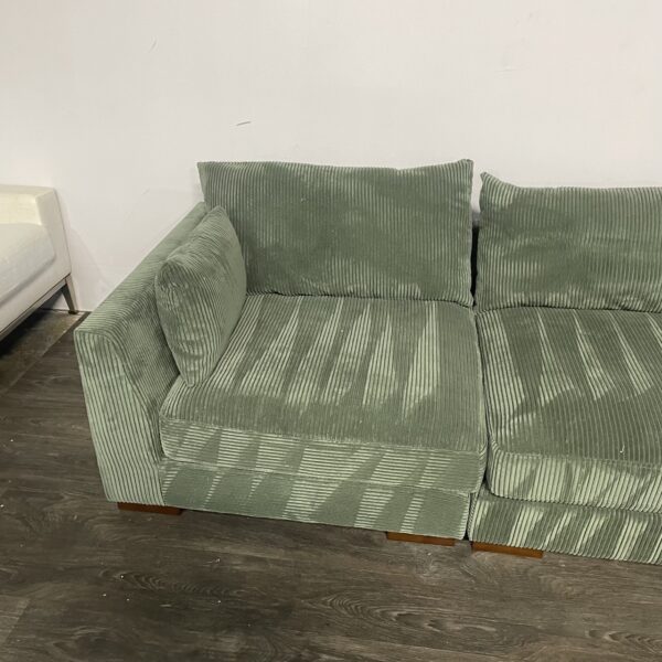 Green Corduroy Extra Long Sofa - Image 3