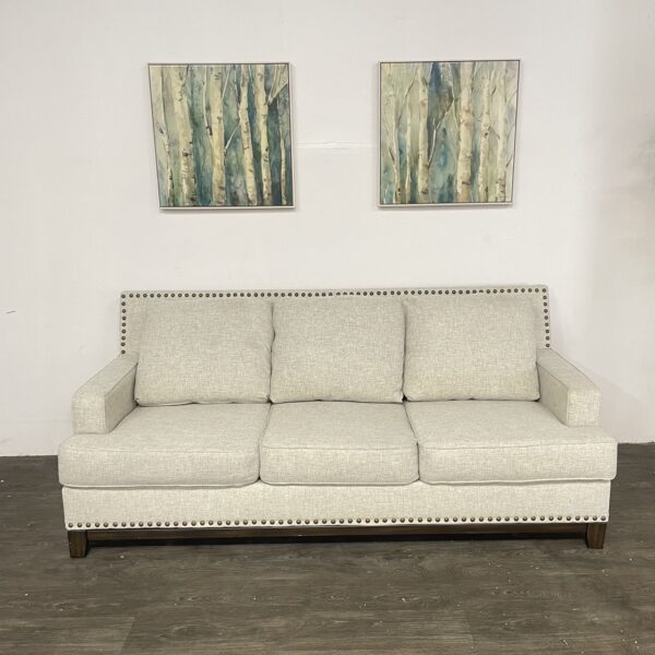 Ashley Furniture Gray Nailhead 3 Seater Sofa