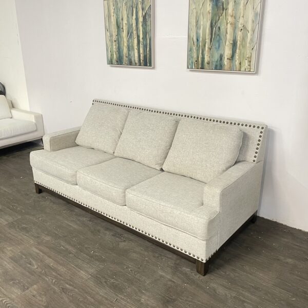 Ashley Furniture Gray Nailhead 3 Seater Sofa - Image 2