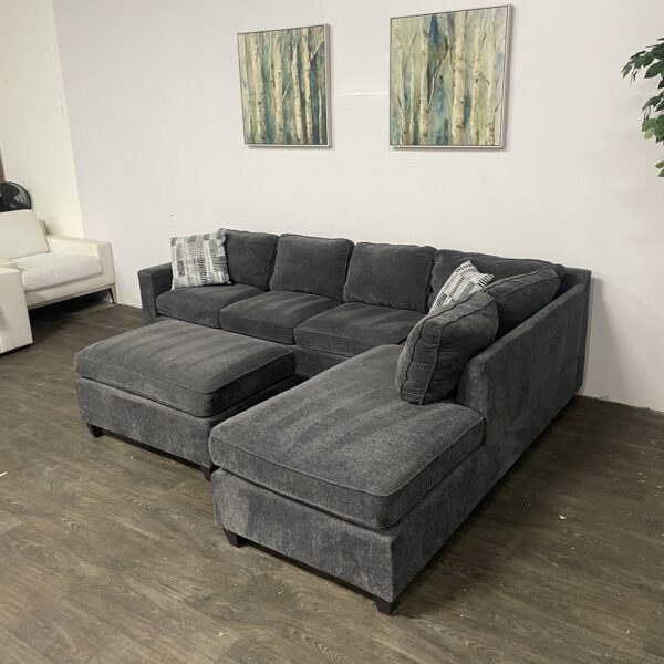 Gray L-Shaped Sectional Couch - Image 2
