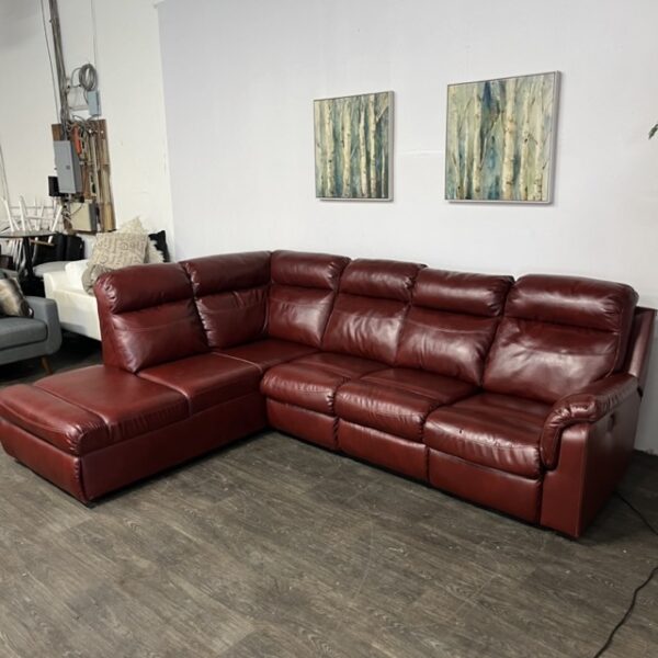 Faux Leather Power Recliner Sectional Couch - Image 3