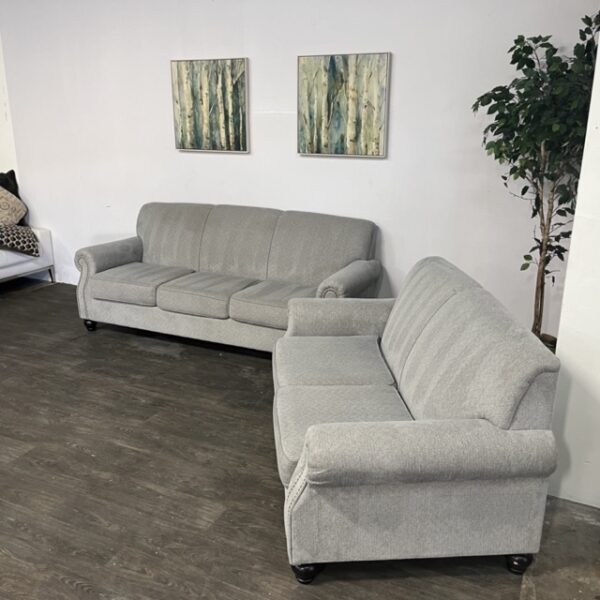 Gray Nailhead Trim Couch Set - Image 2