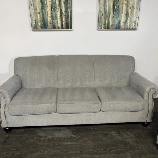 Gray Nailhead Trim Couch Set - Image 5
