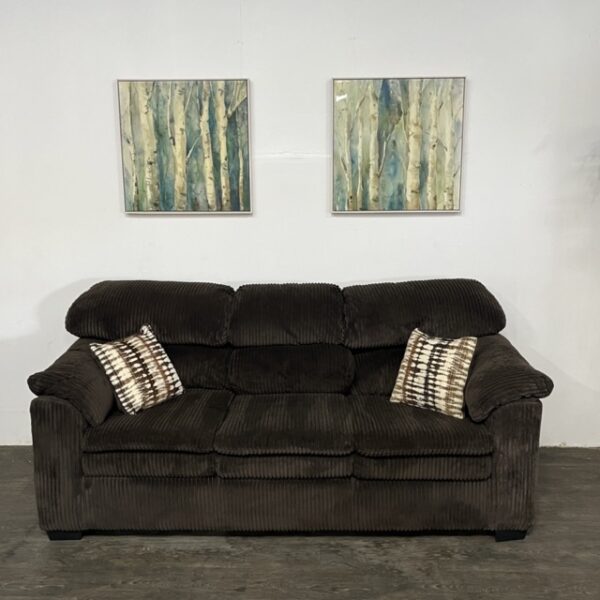 Brown Corduroy 3-Seater Sofa