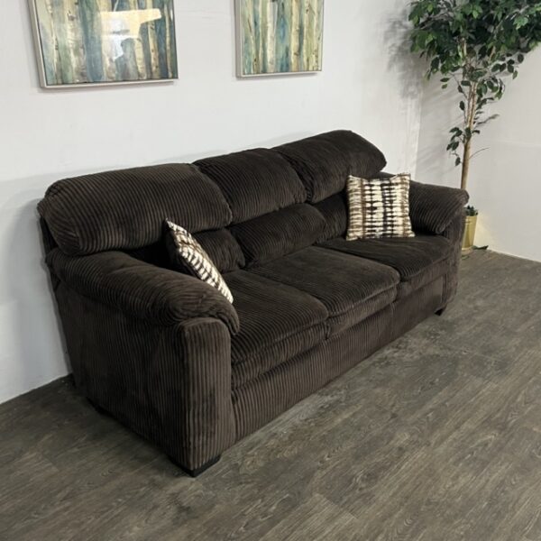 Brown Corduroy 3-Seater Sofa - Image 2