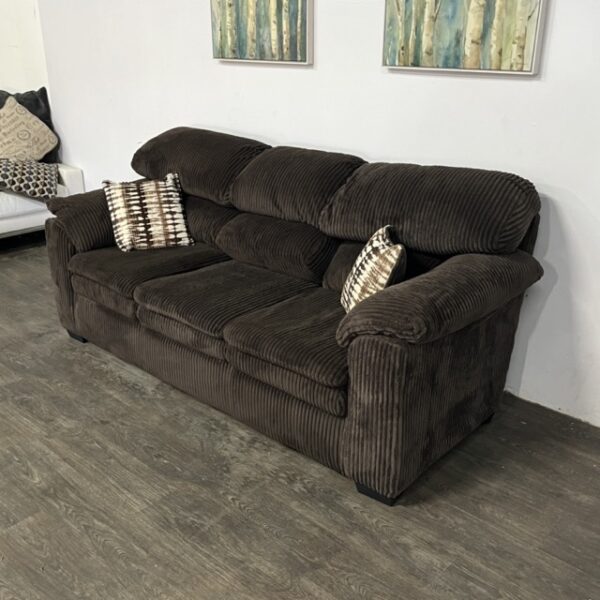 Brown Corduroy 3-Seater Sofa - Image 3