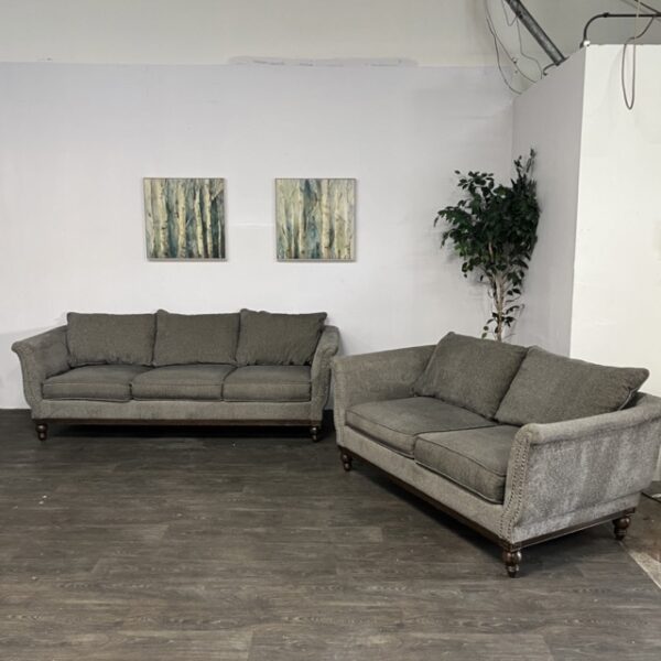 Gray Wood Trim Couch Set