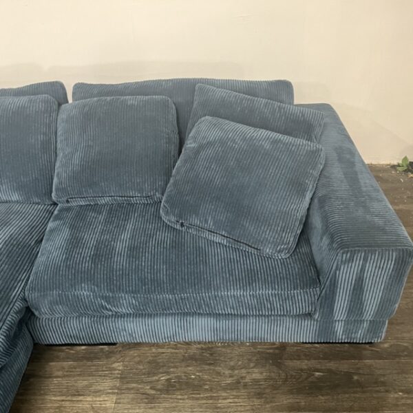 Blue Corduroy Oversized Chaise Sofa - Image 4