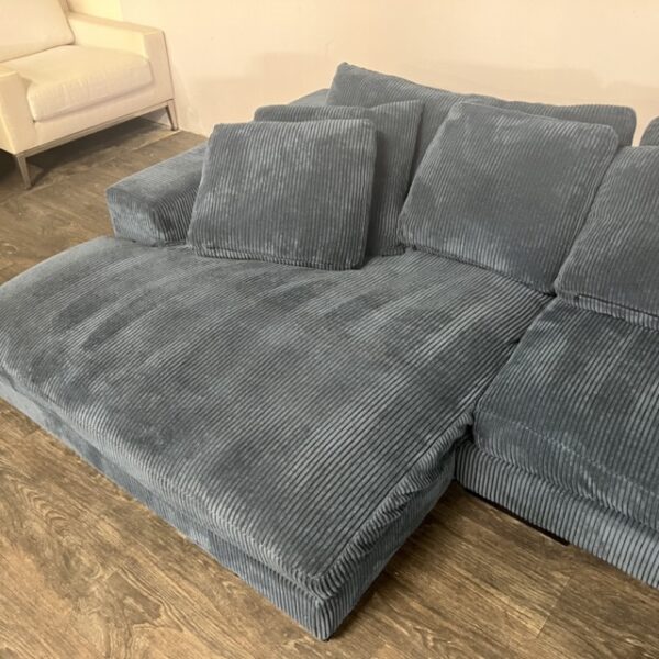 Blue Corduroy Oversized Chaise Sofa - Image 5