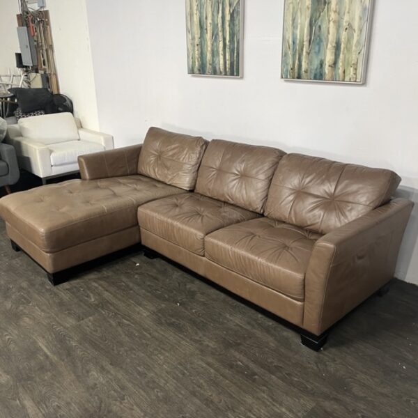 Brown Leather 2 Piece Sectional - Image 2