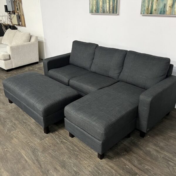 Abbyson Living Reversible Chaise Sofa + Ottoman - Image 3