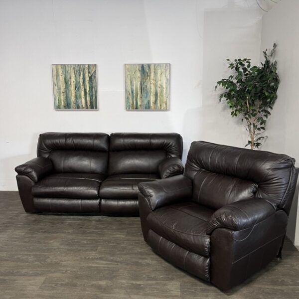 Leather Manual Recliner Couch Set