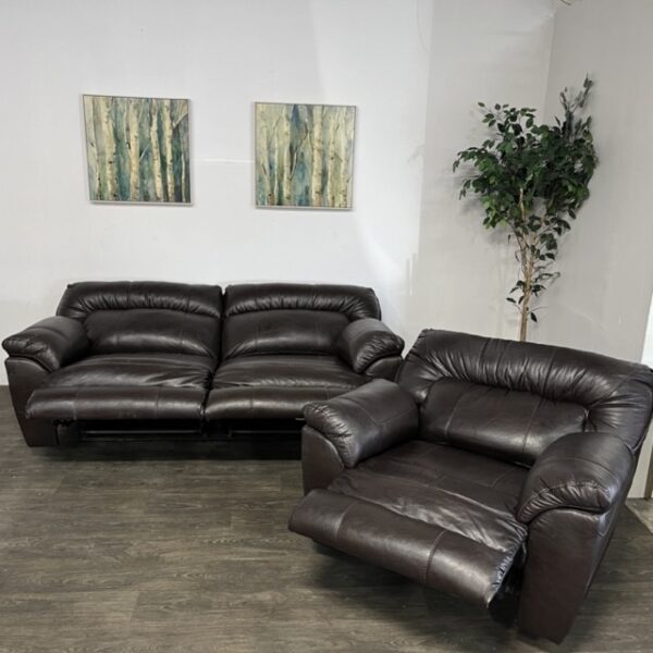 Leather Manual Recliner Couch Set - Image 2