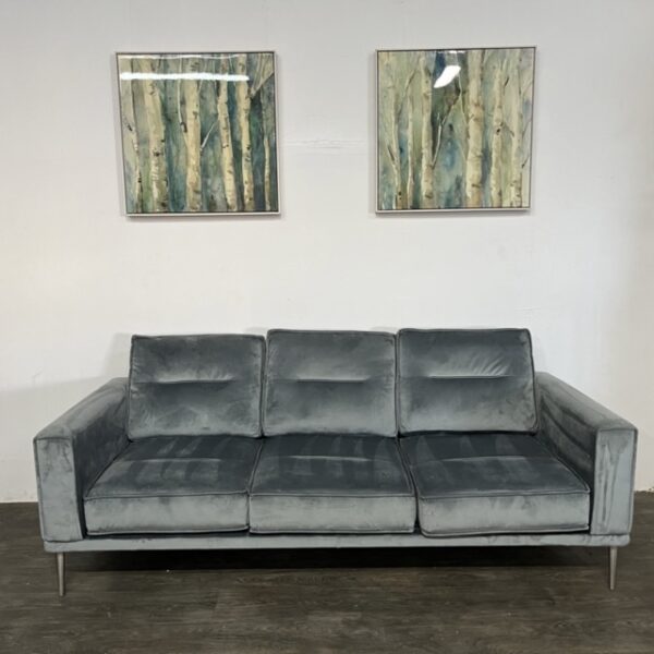 Macleary Gray Velvet 3 Seat Sofa