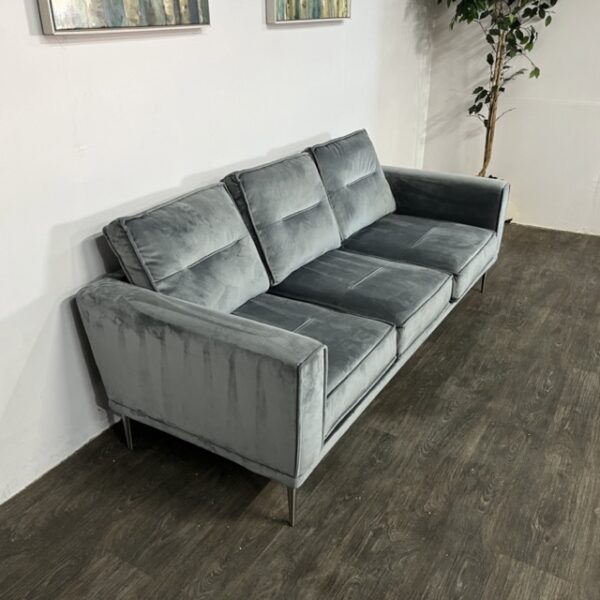 Macleary Gray Velvet 3 Seat Sofa - Image 2