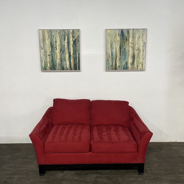 Cindy Crawford Red Tufted Loveseat