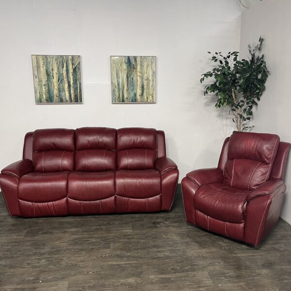 Red Faux Leather Recliner Sofa Set